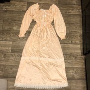 Vintage cottagecore silky blush peach gown